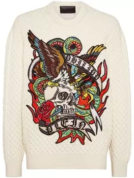 Philipp Plein джемпер Tattoo с графичным принтом, белый