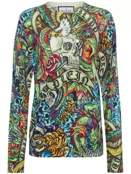Philipp Plein джемпер Tattoo, зеленый