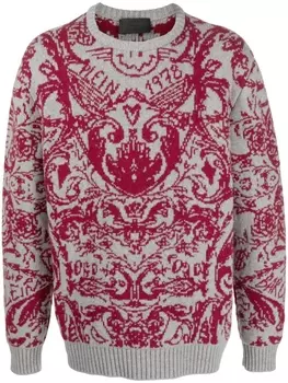 Philipp Plein джемпер вязки интарсия, серый
