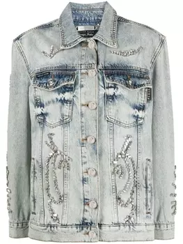 Philipp Plein джинсовая куртка с кристаллами, синий