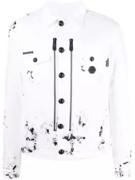 Philipp Plein джинсовая куртка с логотипом, белый