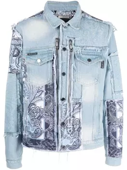 Philipp Plein джинсовая куртка с принтом пейсли, синий