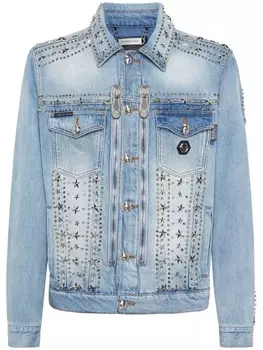 Philipp Plein джинсовая куртка с заклепками, синий