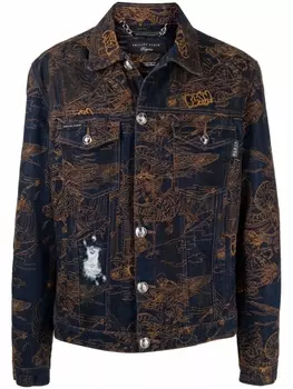 Philipp Plein джинсовая куртка Skeleton Tattoo, синий