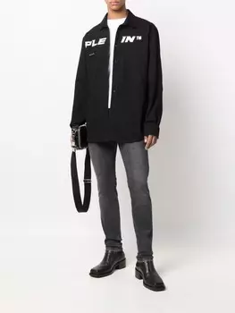 Philipp Plein джинсовая рубашка с логотипом, черный