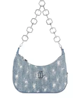 Philipp Plein джинсовая сумка на плечо с монограммой, синий