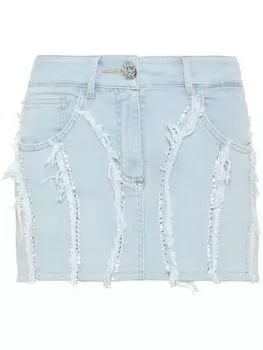 Philipp Plein джинсовая юбка мини с кристаллами, синий