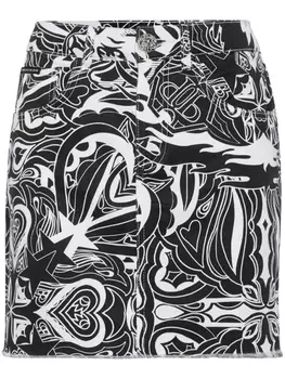 Philipp Plein джинсовая юбка мини Tribal Circus, черный