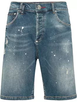 Philipp Plein джинсовые шорты Formentera Skull, синий