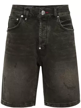 Philipp Plein джинсовые шорты Formentera Skulls, серый