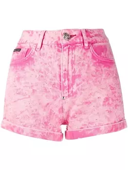Philipp Plein джинсовые шорты из вареного денима, розовый