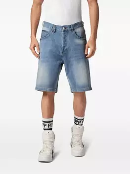 Philipp Plein джинсовые шорты с аппликацией, синий