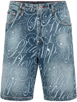 Philipp Plein джинсовые шорты с логотипом, синий