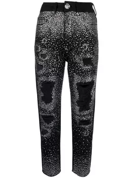 Philipp Plein джинсы бойфренды с кристаллами, черный