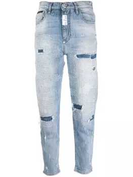 Philipp Plein джинсы Distressed Mom, синий