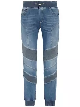 Philipp Plein джинсы Jogging с аппликацией-логотипом, зауженные книзу, синий