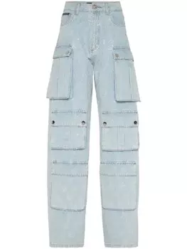 Philipp Plein джинсы карго с монограммой, синий