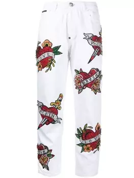 Philipp Plein джинсы Love mom-cut, белый