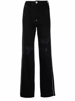 Philipp Plein джинсы прямого кроя с кристаллами, черный