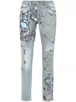 Philipp Plein джинсы прямого кроя с принтом пейсли, синий