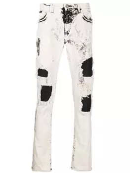 Philipp Plein джинсы Rock Star с эффектом потертости, белый