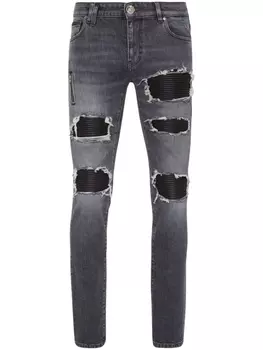 Philipp Plein джинсы с эффектом потертости, черный