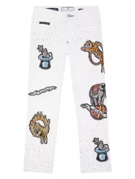 Philipp Plein джинсы с аппликацией, белый