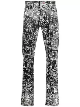 Philipp Plein джинсы с графичным принтом, серый