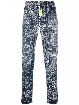 Philipp Plein джинсы с графичным принтом, синий