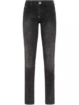 Philipp Plein джинсы с кристаллами, черный