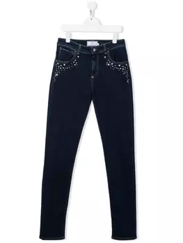 Philipp Plein джинсы с кристаллами и логотипом, синий