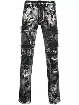 Philipp Plein джинсы скинни Rock Star с принтом, черный