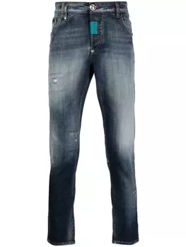 Philipp Plein джинсы скинни с эффектом потертости, синий
