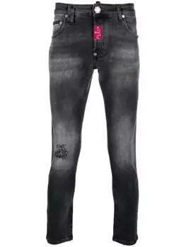 Philipp Plein джинсы скинни с эффектом потертости, черный