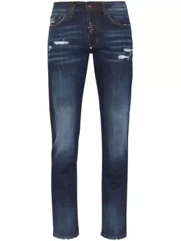 Philipp Plein джинсы скинни с эффектом потертости, синий