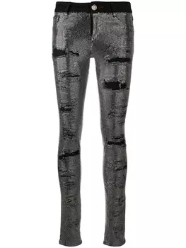 Philipp Plein джинсы скинни с кристаллами, черный