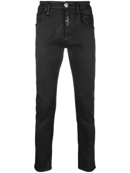 Philipp Plein джинсы скинни с нашивкой Skull, черный
