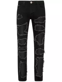 Philipp Plein джинсы скинни с прорезями, черный
