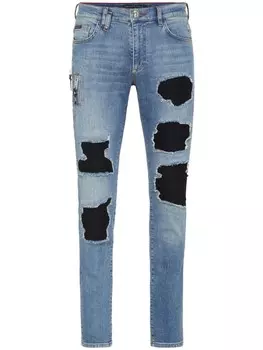 Philipp Plein джинсы скинни с прорезями, синий