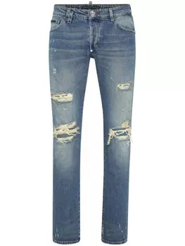 Philipp Plein джинсы скинни с прорезями, синий
