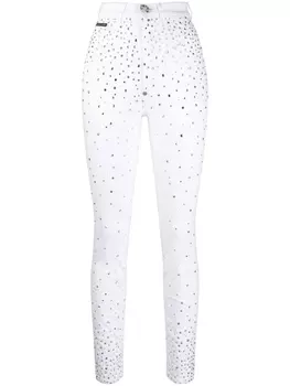 Philipp Plein джинсы скинни со стразами, белый
