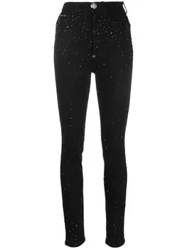 Philipp Plein джинсы скинни со стразами, черный