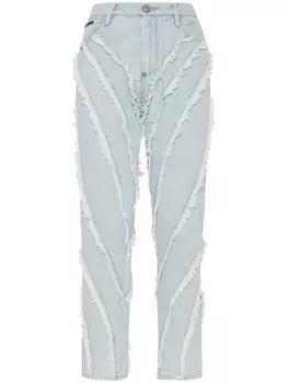 Philipp Plein джинсы со стразами и эффектом потертости, синий