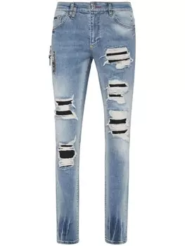 Philipp Plein джинсы средней посадки с прорезями, синий
