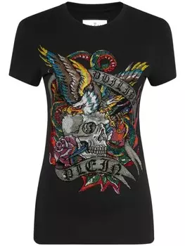Philipp Plein футболка Crystals Tattoo, черный
