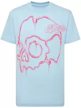 Philipp Plein футболка Dripping Skull с графичным принтом, синий