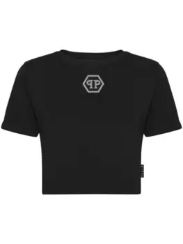 Philipp Plein футболка Hexagon со стразами, черный