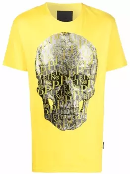 Philipp Plein футболка с декорированным логотипом, желтый