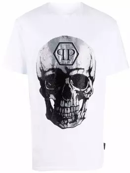 Philipp Plein футболка с декором Skull, белый