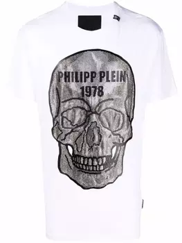 Philipp Plein футболка с декором Skull, белый